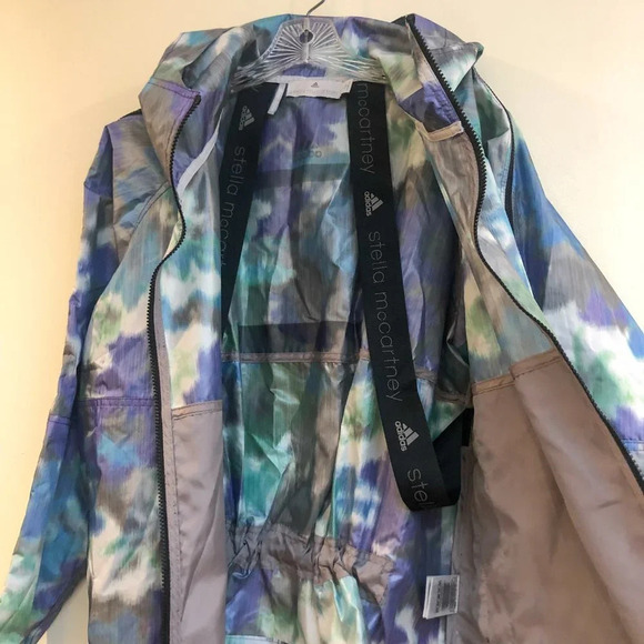 Stella McCartney x Adidas Watercolor Athletic Athleisure Windbreaker Rain Jacket - Picture 6 of 10